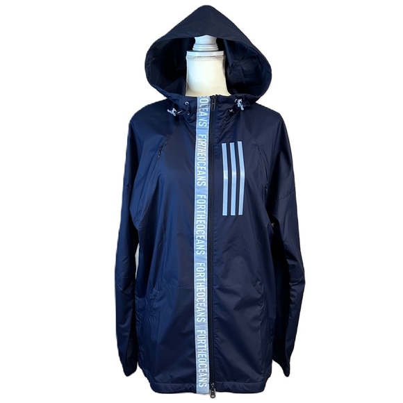 adidas Other - Adidas Mens Parley‎ Hooded Windbreaker Jacket Size S Full Zip Hooded Lightweight